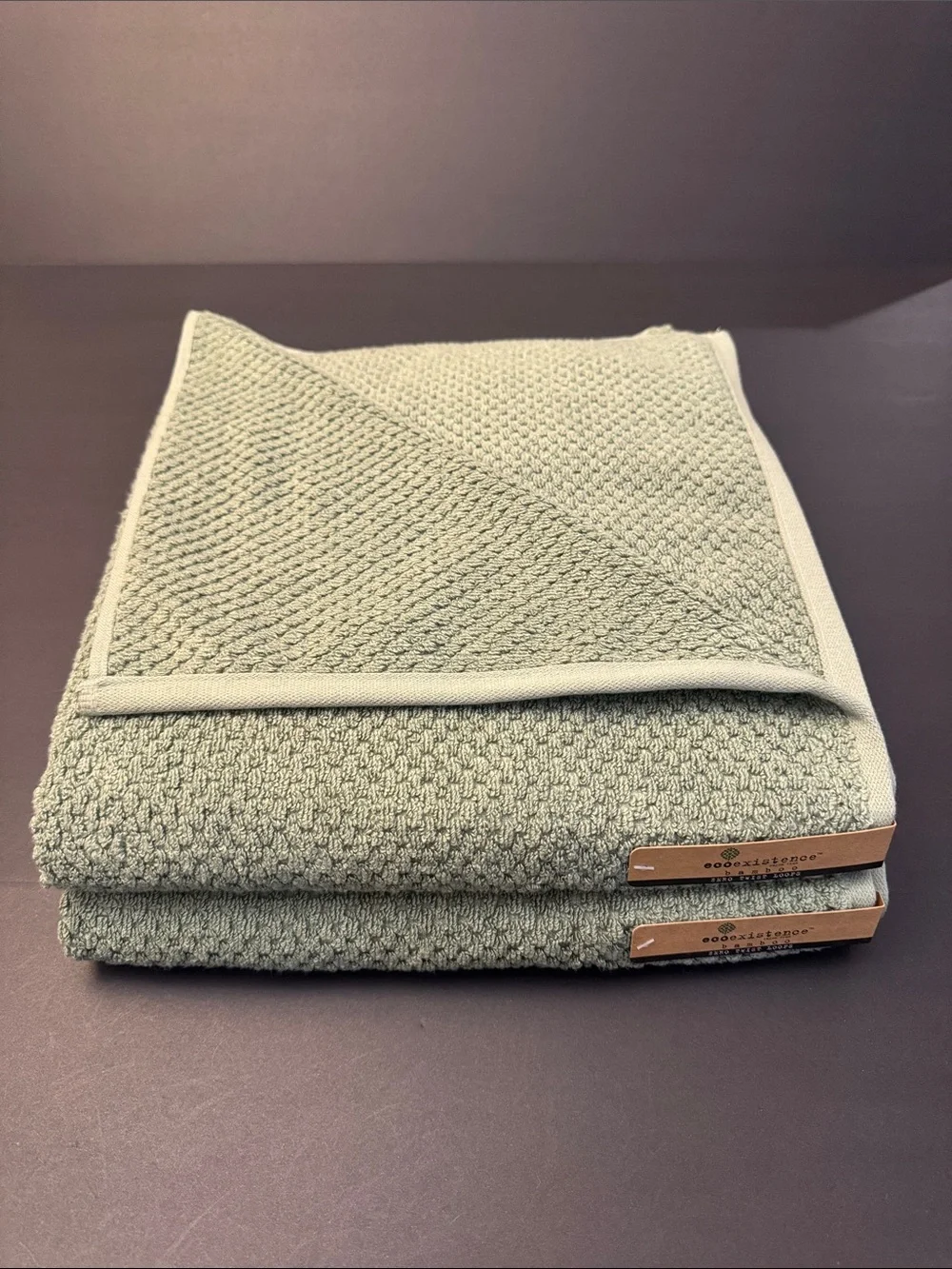 8pc ECOEXISTENCE Bamboo Zero Twist Loops Bath Towel Set - Oil Green